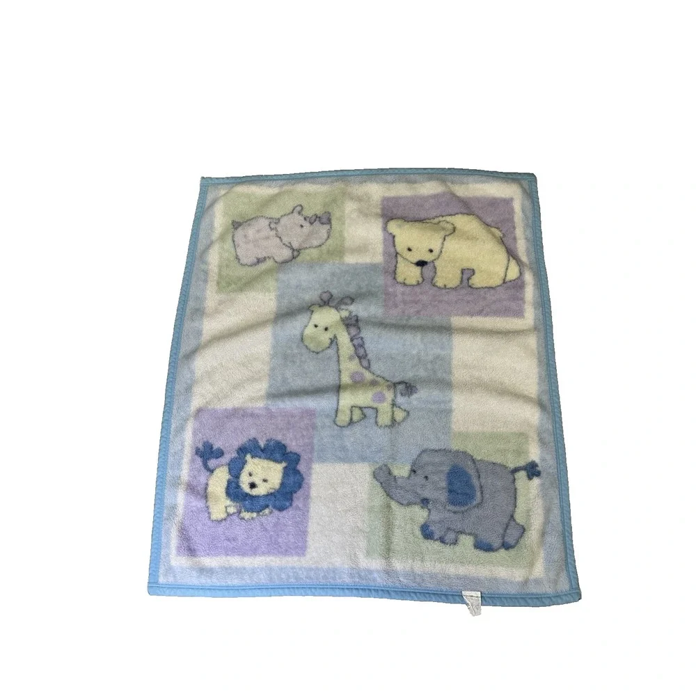 VTG Kidsline Baby Blanket Microplush‎ Animals Rhino Giraffe Elephant Lion Bear